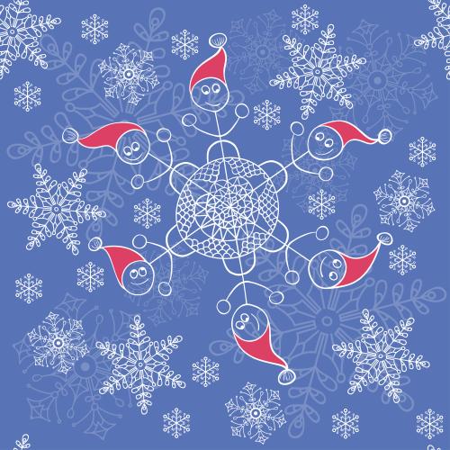 雪花。矢量图 蓝色卡通雪花