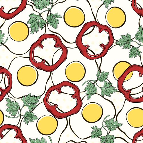 香料。矢量图 胡椒和欧芹煎蛋卷