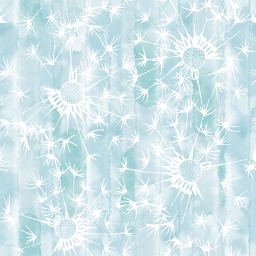 蒲公英。矢量图 水彩蓝蒲公英