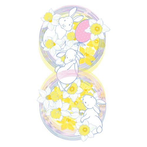 矢量图片 花形无限配可爱兔兔白底