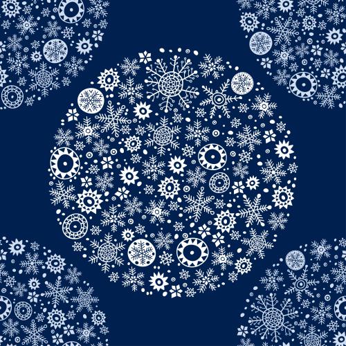 矢量图片 白雪花呈圆圈状在蓝色背景上