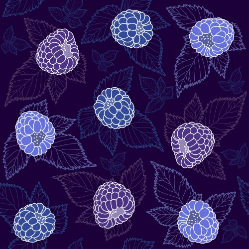 黑莓。矢量图 紫底黑莓加叶子