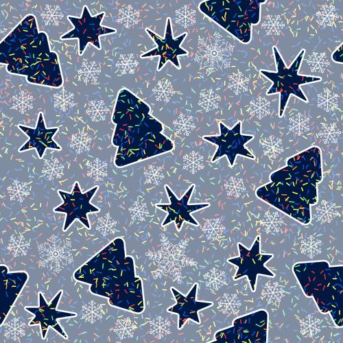 星星。矢量图 圣诞树、星星和雪花
