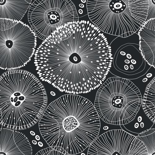 矢量图片 抽象的海洋生物在黑色背景上