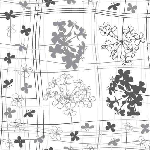 矢量图片 抽象花卉轮廓与交错波纹