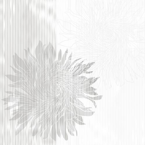 菊花。矢量图 单色菊花在波浪形竖条纹上