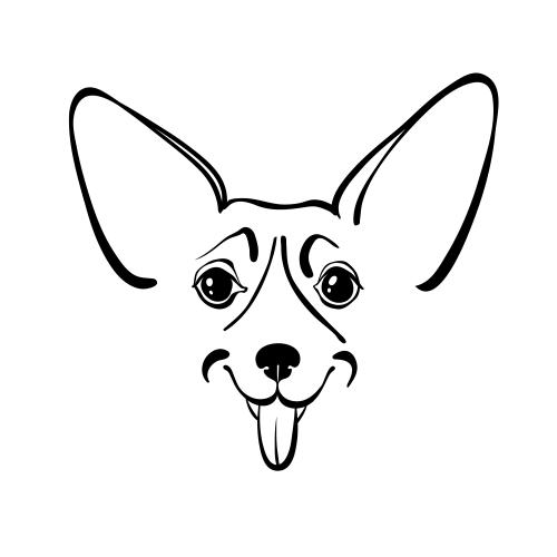 科基犬。矢量图 可爱科基小脸