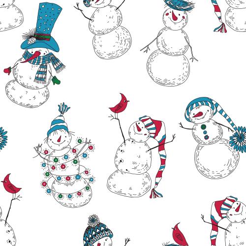 雪人。矢量图 卡通雪人白底