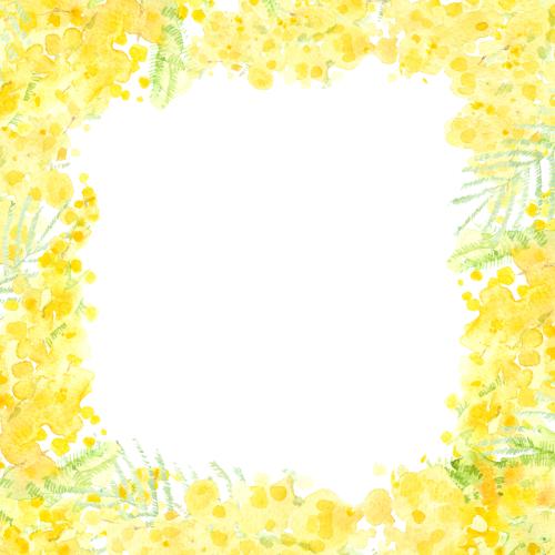 原创位图 水彩米摩萨，白底方形相框