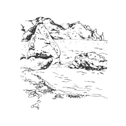 矢量图片 克里米亚山海度假风，纯白底简笔画设计