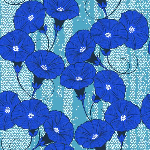 马赛克。矢量图 牵牛花蓝花淡蓝马赛克