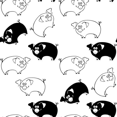 小猪。矢量图 可爱的卡通小猪在白色背景上