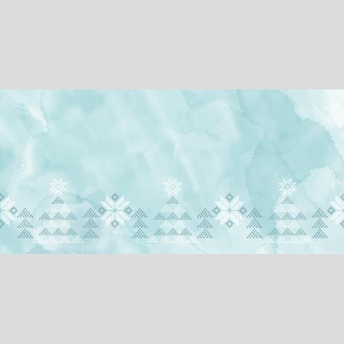 矢量图片 小圣诞树，装饰星星雪花点，蓝色水彩背景上的文字区域