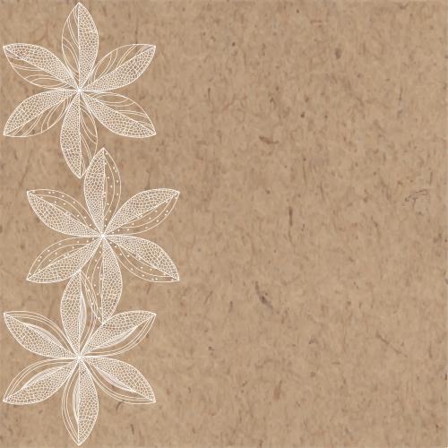 矢量图片 装饰花 白色轮廓 文字空间 牛皮纸