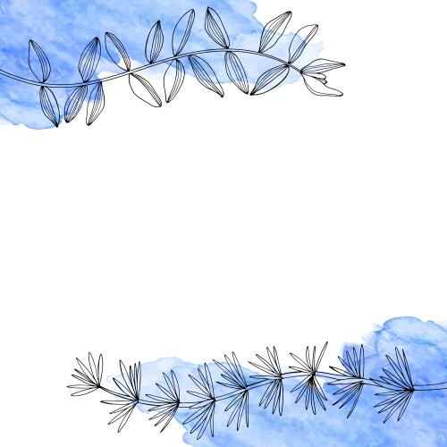 图像海藻蓝色水彩图案上海藻插画与白色文字区
