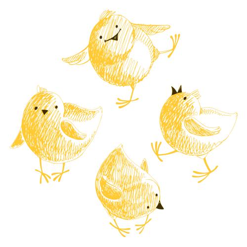小鸡。矢量图 四个可爱的卡通小鸡
