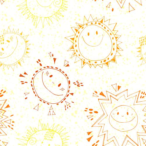 矢量图片 多彩卡通小太阳在白色背景上