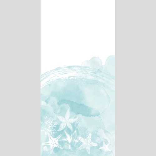 海星。矢量图 海洋主题明信片，带有海星、珊瑚、蓝色水彩图案和白色文字区域