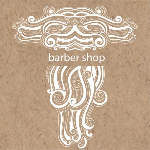 矢量图片 造型胡须假胡子配barber shop标语牛皮纸背景