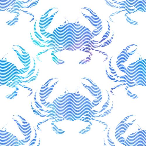 原创位图 水彩螃蟹，白浪