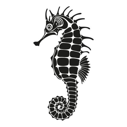 矢量图片 海马，黑色剪影在白色背景上