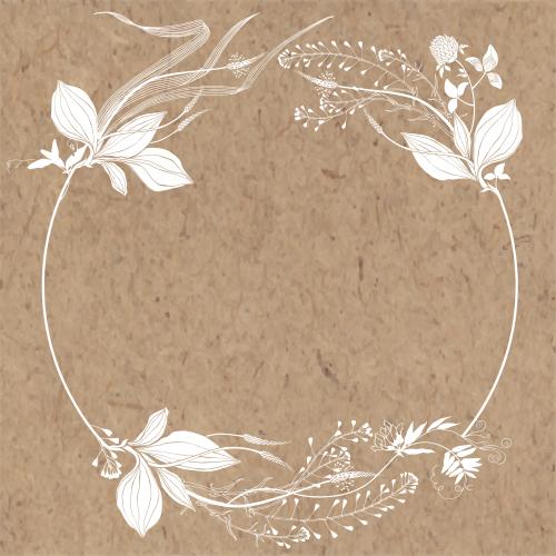 马齿苋。矢量图 牛皮纸底干花香草装饰画框