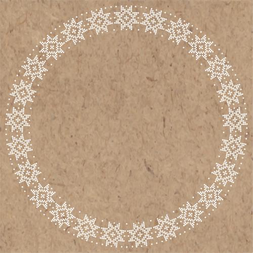 矢量图片 圆形牛皮纸相框带由点组成的星雪花边