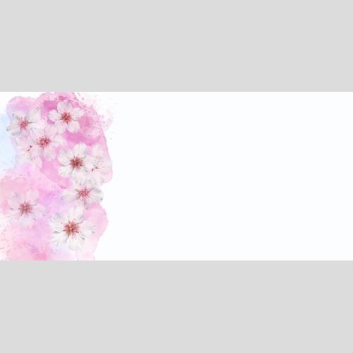 原创位图 粉色水彩碎片上的杏花和白色文字空间