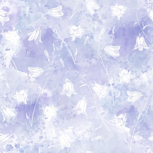 矢量图片 铃兰水彩紫底白影花卉