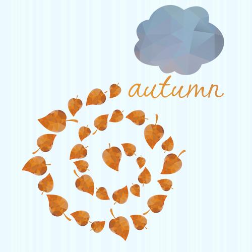 云朵。矢量图 蓝色云朵 秋叶与autumn铭文