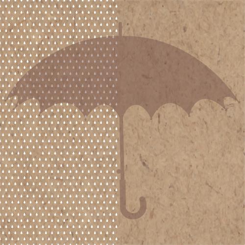 水滴。矢量图 雨伞剪影和牛皮纸上的雨滴