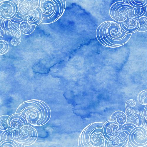矢量图片 水彩蓝色海浪