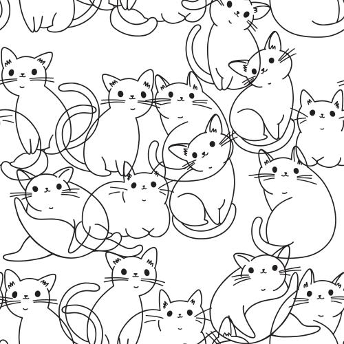 猫。矢量图 可爱卡通猫咪白色背景