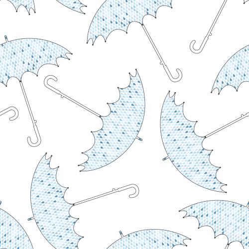 水滴。矢量图 白底雨伞上的水滴