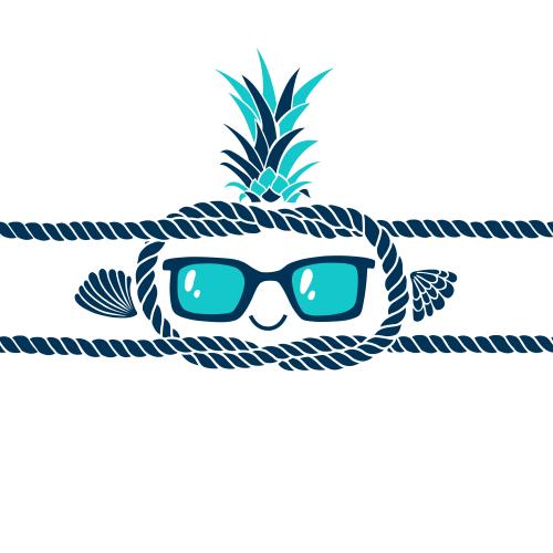 海滩。矢量图 以度假为主题的设计，戴着太阳镜的卡通人物，海贝，白色背景上的航海结