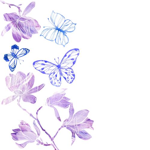 原创位图 木兰花纹-蝴蝶-白色文本区