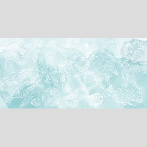 矢量图片 天蓝水彩海洋动物