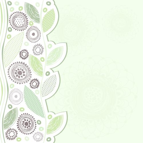 矢量图片 含抽象花卉绿叶和文字空间的装饰画