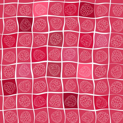 覆盆子。矢量图 覆盆子粉红色格子