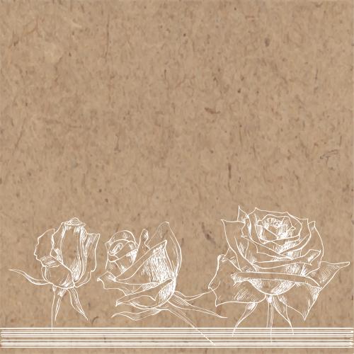 花卉。矢量图 玫瑰，水平条纹，牛皮纸文字区