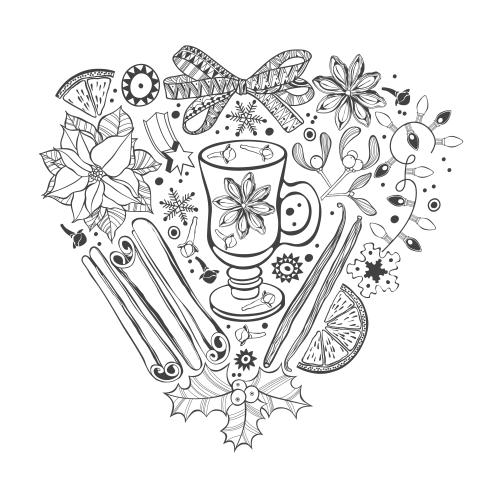圣诞红。矢量图 圣诞节主题心形白底组合作品