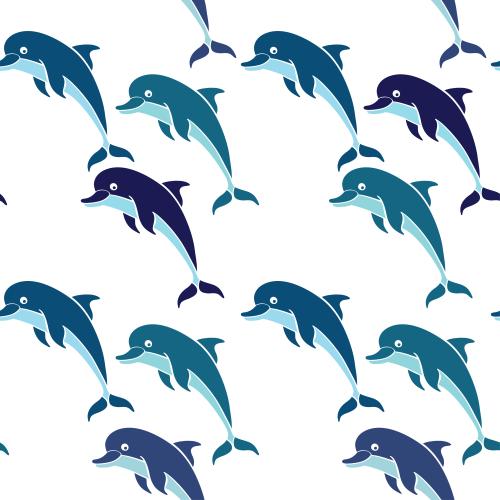 海豚。矢量图 可爱的多彩海豚在白色背景上