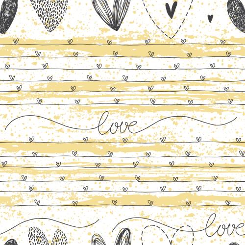 墨渍。矢量图 心形装饰物刻有love字样