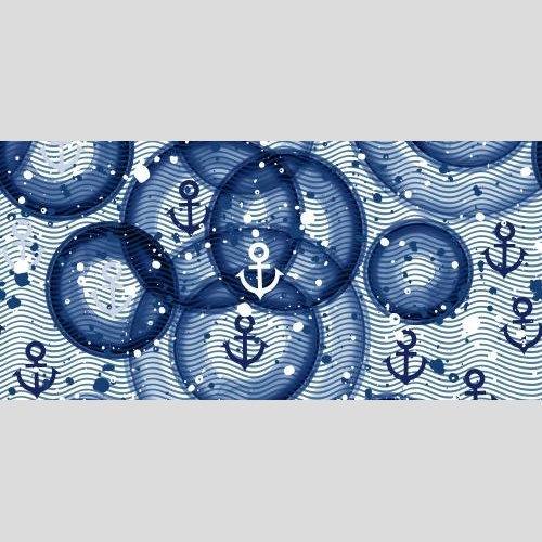 原创位图 锚、波浪和蓝色水彩圆圈