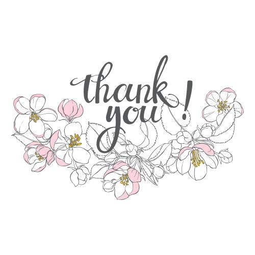 苹果花。矢量图 苹果花上印有白色Thank You字样