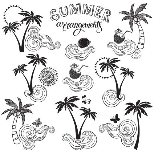 棕榈树。矢量图 夏日假期主题作品