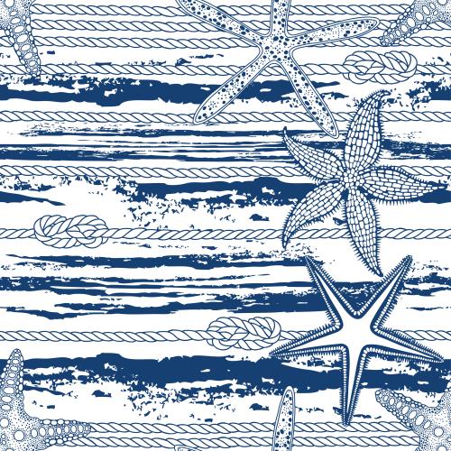 矢量图片 海星，绳索，带航海结的绳索，白色背景上的纹理波浪