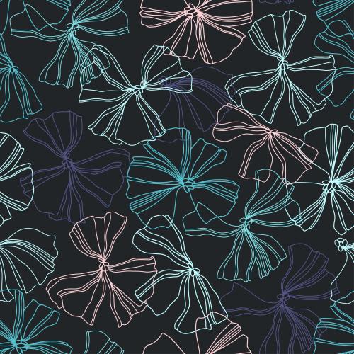 矢量图片 装饰花，多彩轮廓在黑色-background上