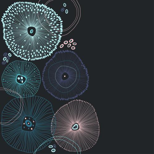 矢量图片 黑色背景上的海洋生物与文字位置设计