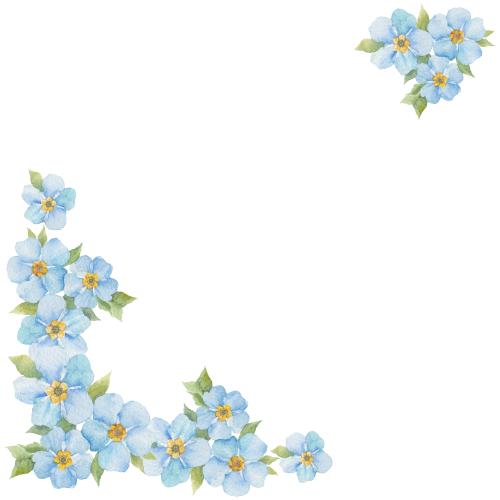 原创位图 水彩勿忘我-白色背景角部构图
